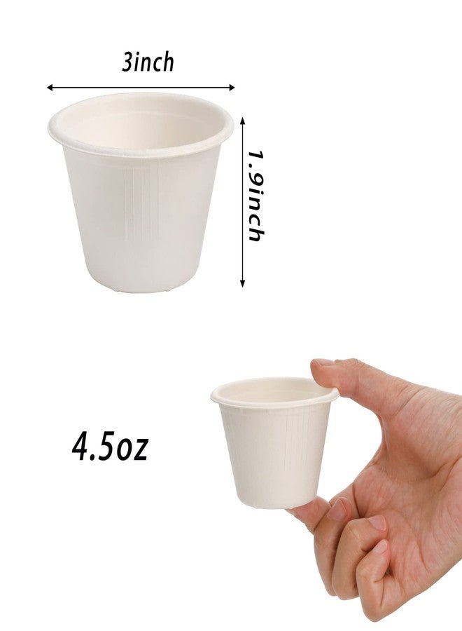 SOUJOY 100 Pack Disposable Cups with Lids, 4.5Oz Bagasse Compostable Ice Cream Cup, Small Condiment Portion Sample Container for Sauce Salad Dressing or Souffle - Image 2